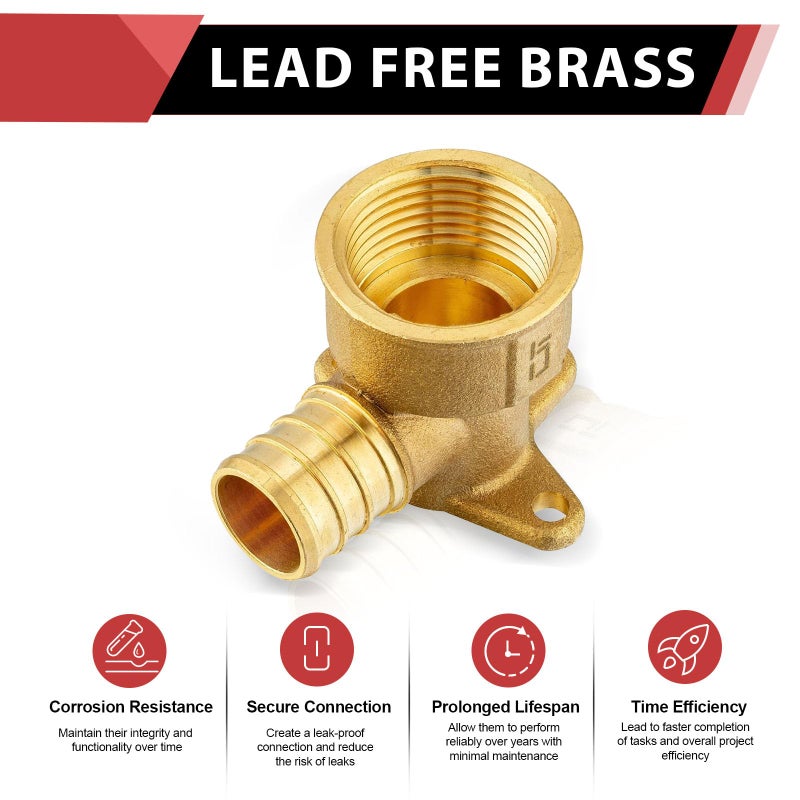 EFIELD (Pack of 5) EFIELD Pex 3/4 Inch x 3/4 Inch Female NPT Drop-ear Elbow Crimp Fittings, ASTM F1807,(PEX1807169-5PCS) - Image 3